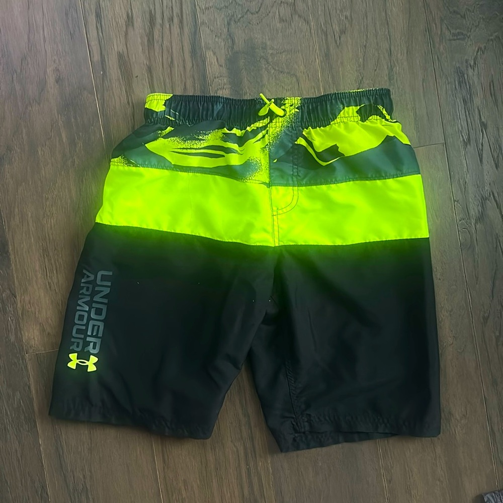 Under Armour Black and Neon Green Shorts